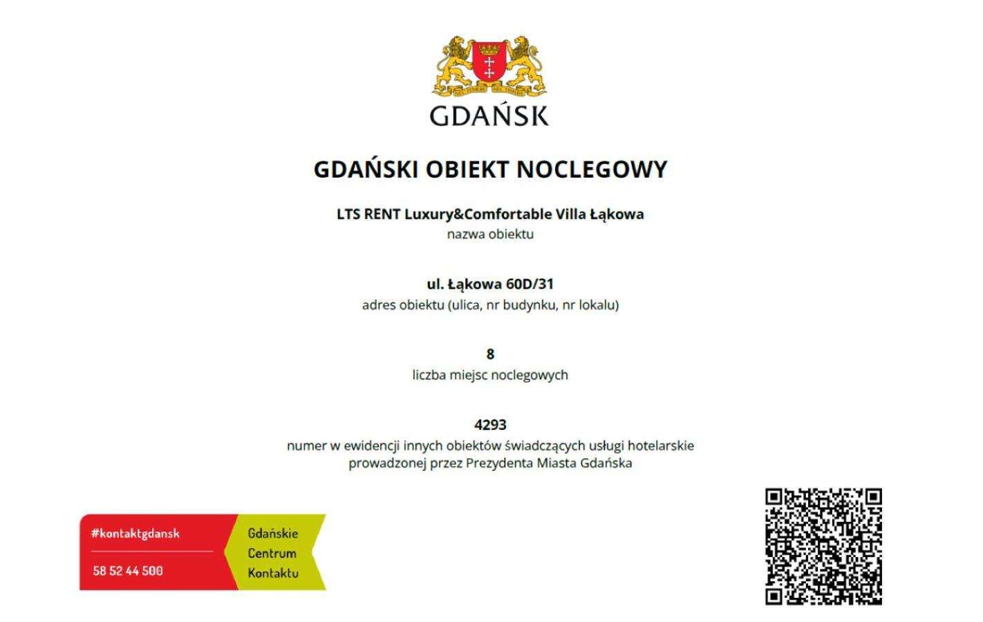 Leilighet Lts Rent Luxury & Comfortable Lakowa Gdańsk
